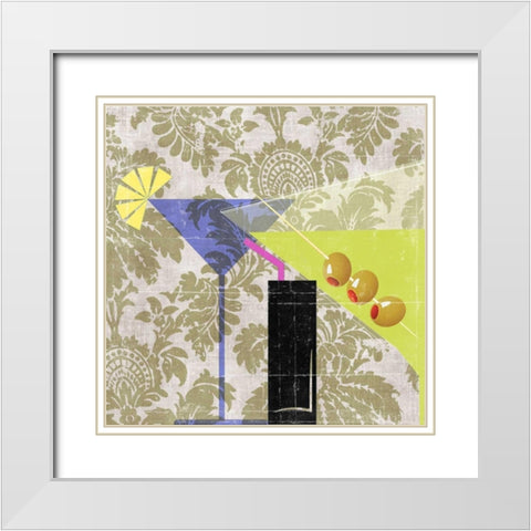 Cocktail I  White Modern Wood Framed Art Print with Double Matting by PI Studio