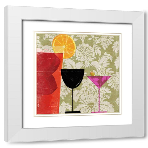 Cocktail II White Modern Wood Framed Art Print with Double Matting by PI Studio