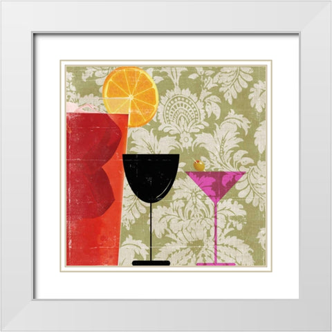 Cocktail II White Modern Wood Framed Art Print with Double Matting by PI Studio