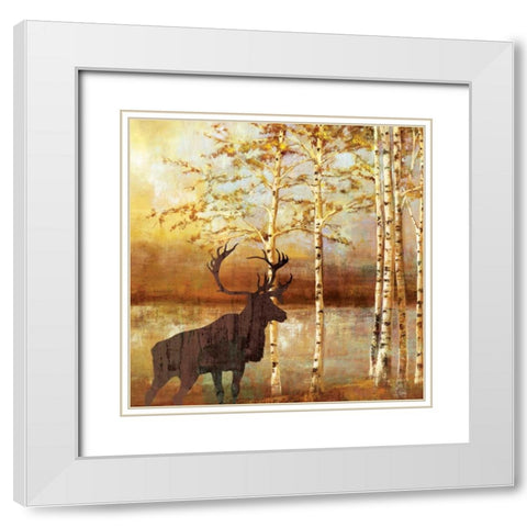 Walking Face White Modern Wood Framed Art Print with Double Matting by PI Studio