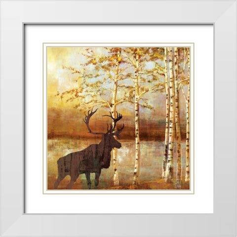 Walking Face White Modern Wood Framed Art Print with Double Matting by PI Studio