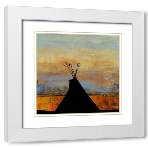 Sharp Mountain White Modern Wood Framed Art Print with Double Matting by PI Studio