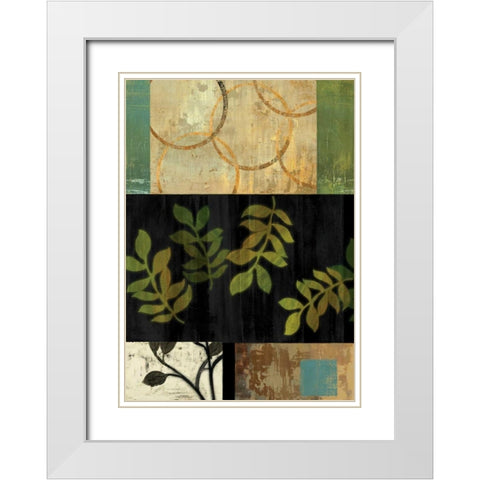 Leaves of Green I White Modern Wood Framed Art Print with Double Matting by PI Studio