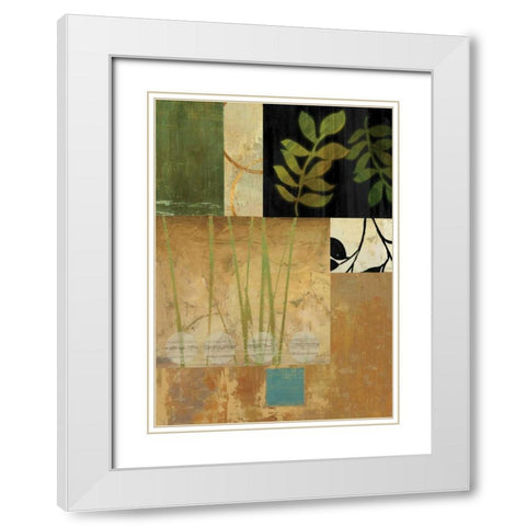 Leaves of Green II White Modern Wood Framed Art Print with Double Matting by PI Studio