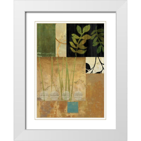 Leaves of Green II White Modern Wood Framed Art Print with Double Matting by PI Studio