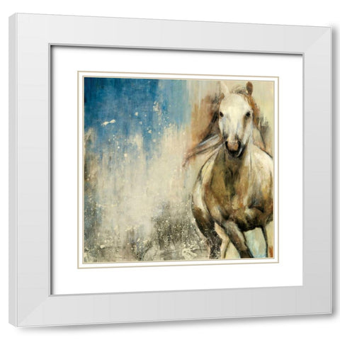 Horses I White Modern Wood Framed Art Print with Double Matting by PI Studio