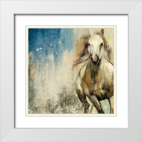 Horses I White Modern Wood Framed Art Print with Double Matting by PI Studio