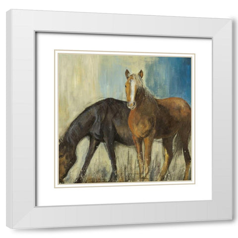 Horses II White Modern Wood Framed Art Print with Double Matting by PI Studio