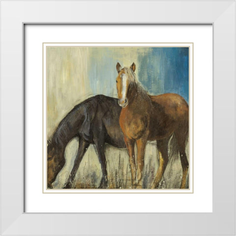 Horses II White Modern Wood Framed Art Print with Double Matting by PI Studio