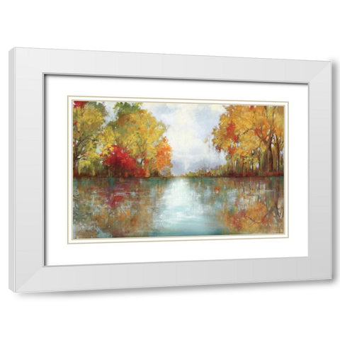 Forest Reflection White Modern Wood Framed Art Print with Double Matting by PI Studio