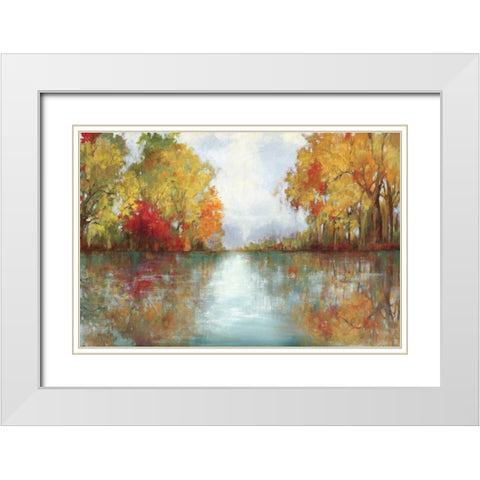 Forest Reflection White Modern Wood Framed Art Print with Double Matting by PI Studio