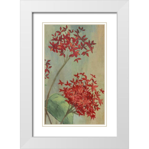 Summer Flowers II White Modern Wood Framed Art Print with Double Matting by PI Studio