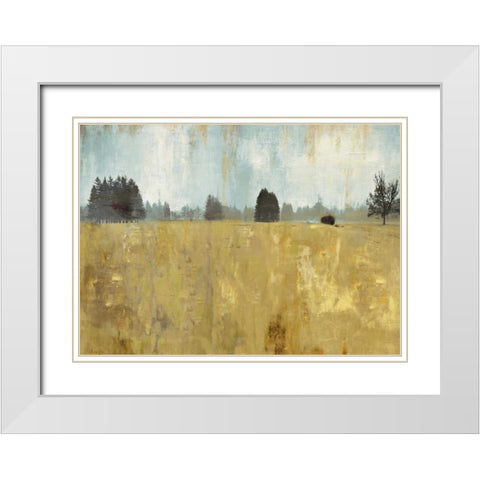 Golden Fields White Modern Wood Framed Art Print with Double Matting by PI Studio