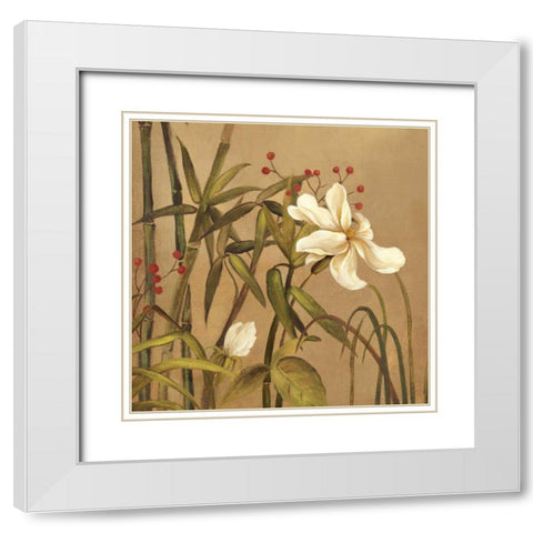 Bamboo Beuaty I White Modern Wood Framed Art Print with Double Matting by PI Studio