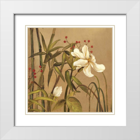 Bamboo Beuaty I White Modern Wood Framed Art Print with Double Matting by PI Studio