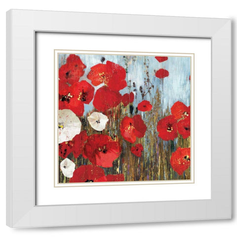 Passion Poppies I White Modern Wood Framed Art Print with Double Matting by PI Studio