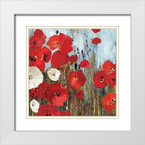 Passion Poppies I White Modern Wood Framed Art Print with Double Matting by PI Studio