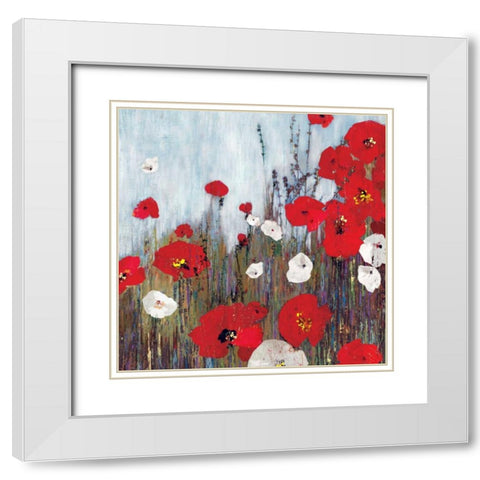 Passion Poppies II White Modern Wood Framed Art Print with Double Matting by PI Studio