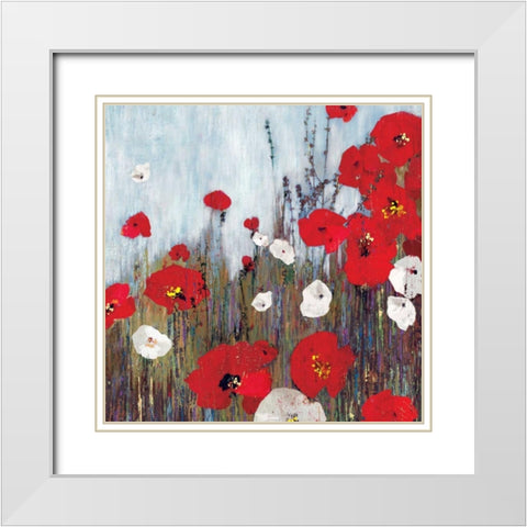 Passion Poppies II White Modern Wood Framed Art Print with Double Matting by PI Studio