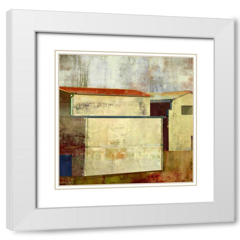 Abstract Construction I White Modern Wood Framed Art Print with Double Matting by PI Studio