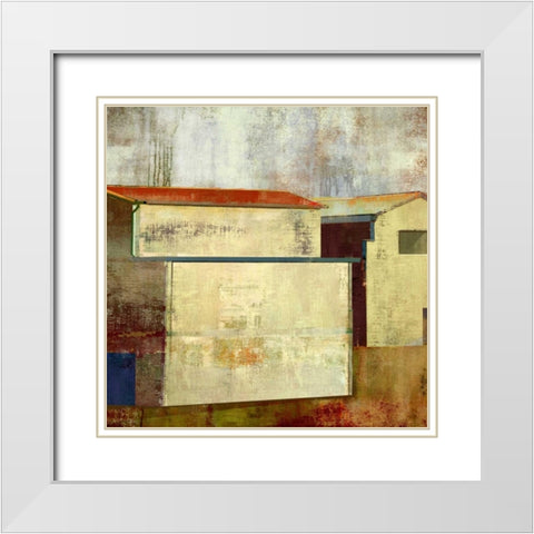 Abstract Construction I White Modern Wood Framed Art Print with Double Matting by PI Studio