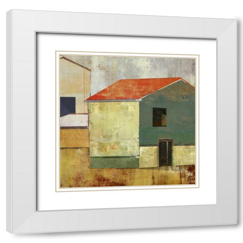 Abstract Construction II White Modern Wood Framed Art Print with Double Matting by PI Studio