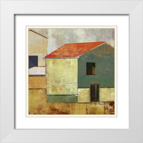 Abstract Construction II White Modern Wood Framed Art Print with Double Matting by PI Studio