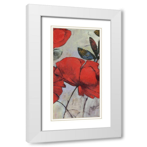 Red Poppy I White Modern Wood Framed Art Print with Double Matting by PI Studio