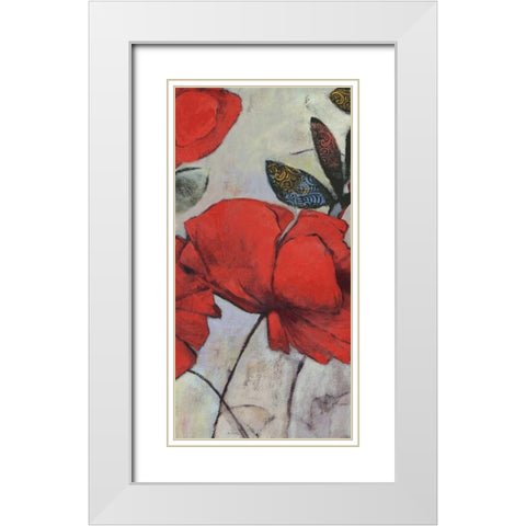 Red Poppy I White Modern Wood Framed Art Print with Double Matting by PI Studio