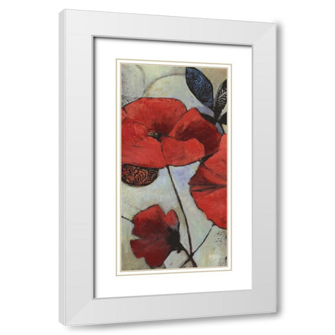 Red Poppy II White Modern Wood Framed Art Print with Double Matting by PI Studio