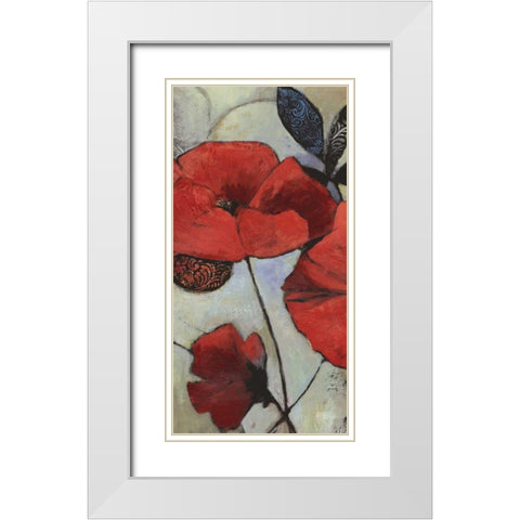 Red Poppy II White Modern Wood Framed Art Print with Double Matting by PI Studio