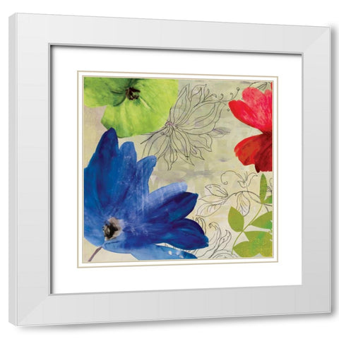 Indigo Flower I White Modern Wood Framed Art Print with Double Matting by PI Studio