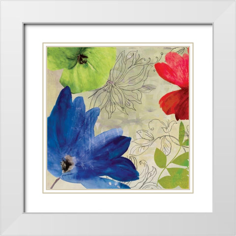 Indigo Flower I White Modern Wood Framed Art Print with Double Matting by PI Studio