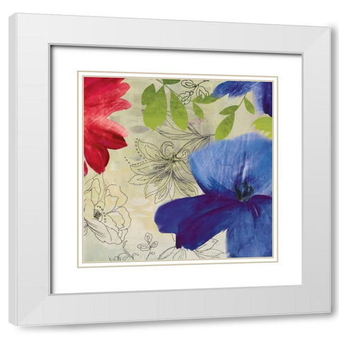 Indigo Flower II White Modern Wood Framed Art Print with Double Matting by PI Studio