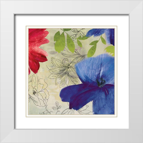 Indigo Flower II White Modern Wood Framed Art Print with Double Matting by PI Studio