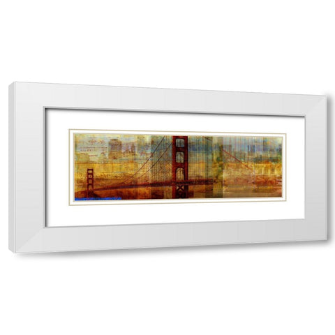 Sunset Bridge White Modern Wood Framed Art Print with Double Matting by PI Studio