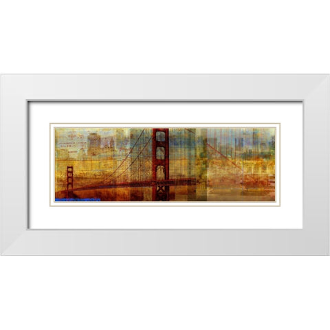 Sunset Bridge White Modern Wood Framed Art Print with Double Matting by PI Studio