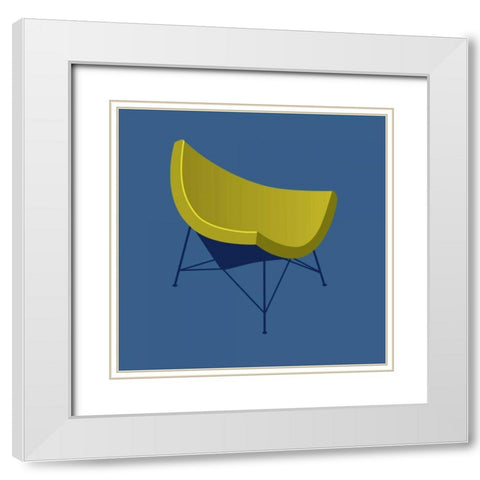 Mid Century Chair I White Modern Wood Framed Art Print with Double Matting by PI Studio