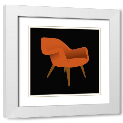 Mid Century Chair II White Modern Wood Framed Art Print with Double Matting by PI Studio