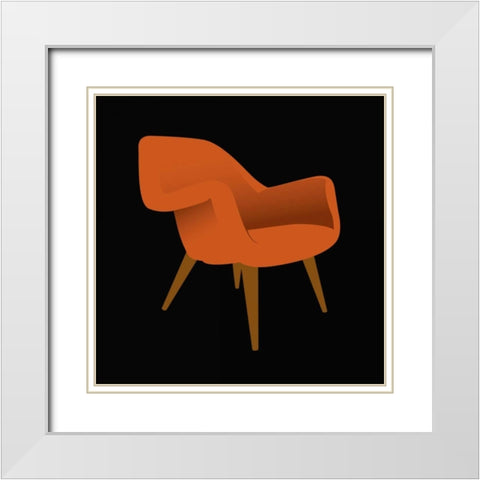 Mid Century Chair II White Modern Wood Framed Art Print with Double Matting by PI Studio