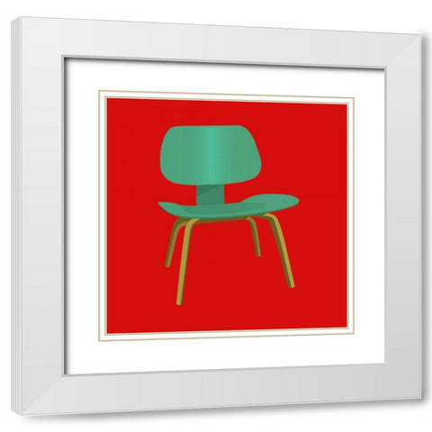 Mid Century Chair III White Modern Wood Framed Art Print with Double Matting by PI Studio