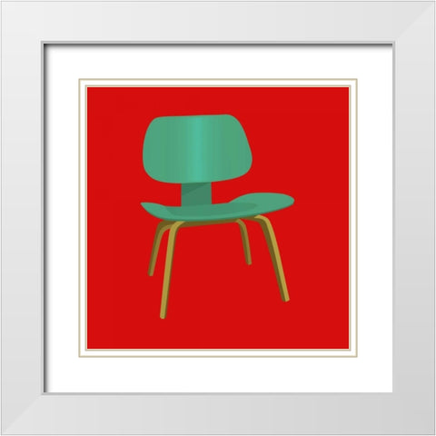 Mid Century Chair III White Modern Wood Framed Art Print with Double Matting by PI Studio