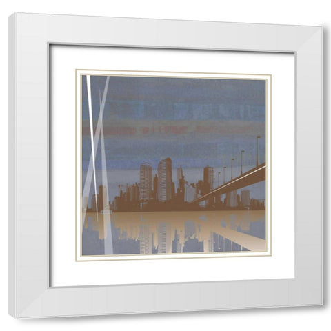 City Scape White Modern Wood Framed Art Print with Double Matting by PI Studio