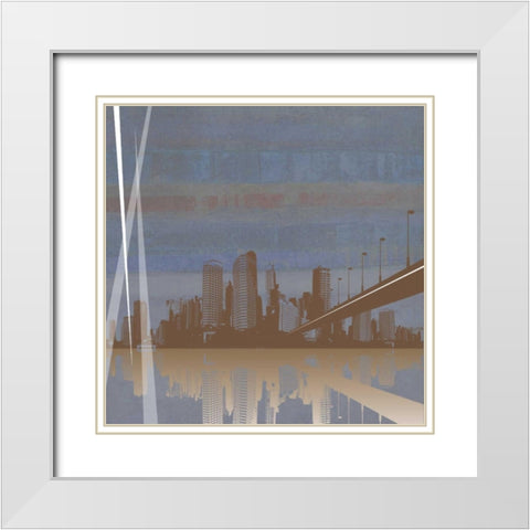 City Scape White Modern Wood Framed Art Print with Double Matting by PI Studio