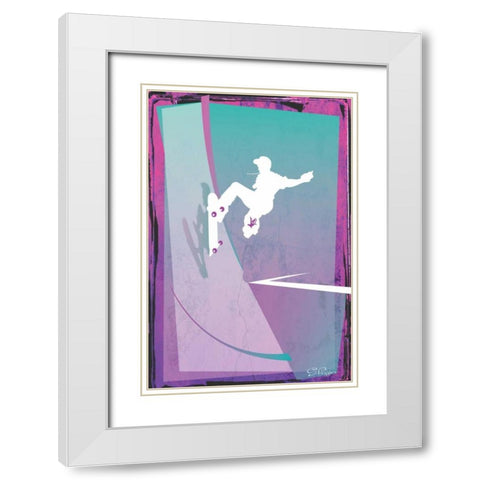 Skate White Modern Wood Framed Art Print with Double Matting by PI Studio