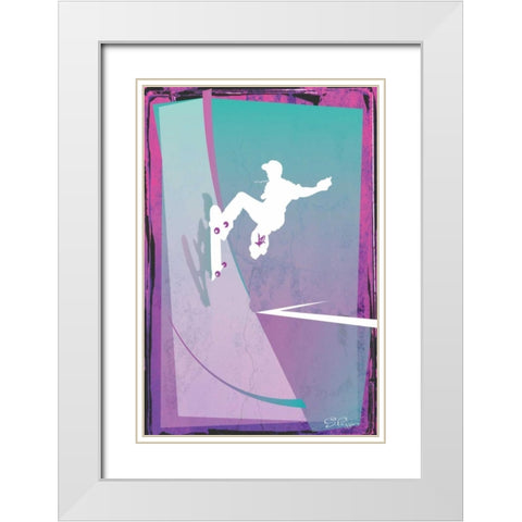 Skate White Modern Wood Framed Art Print with Double Matting by PI Studio