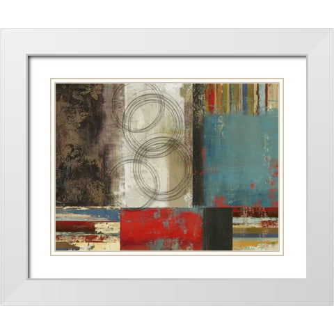 Spheres and Stripes White Modern Wood Framed Art Print with Double Matting by PI Studio