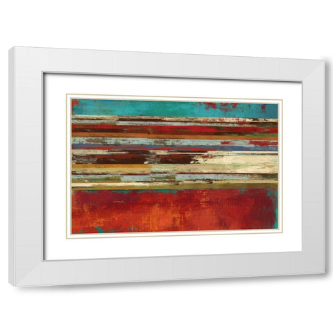 Worn Red White Modern Wood Framed Art Print with Double Matting by PI Studio