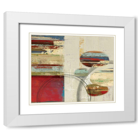 Orbs and Stripes White Modern Wood Framed Art Print with Double Matting by PI Studio