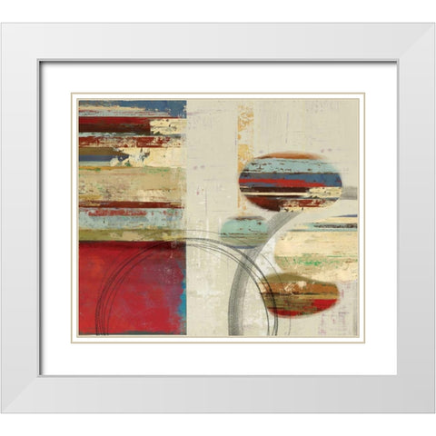 Orbs and Stripes White Modern Wood Framed Art Print with Double Matting by PI Studio